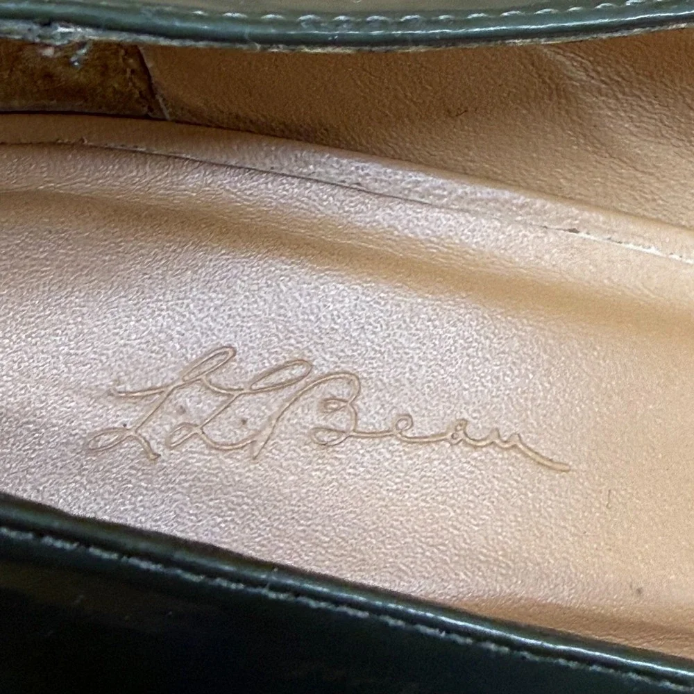 LL‎ BEAN Bow Pumps Womens 8 M Green Patent Leather Bow